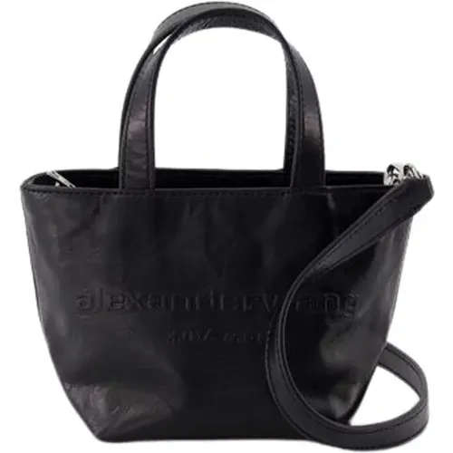 Schwarze Leder Mini Shopper Tasche , Damen, Größe: ONE Size - alexander wang - Modalova