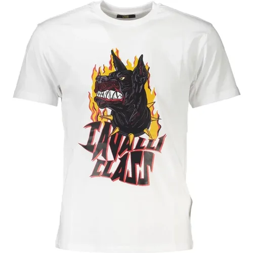 Logo Print T-Shirt Herren Rundhals Kurzarm Regular Fit - Cavalli Class - Modalova