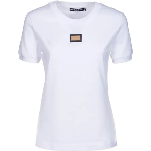 Weiße T-Shirts und Polos mit Pinaforemetal Breite , Damen, Größe: L - Dolce & Gabbana - Modalova