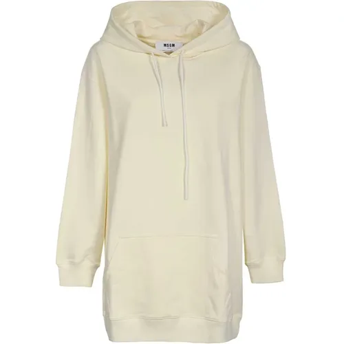 Baumwoll-Hoodie mit gerippten Bündchen , Damen, Größe: S - MSGM - Modalova