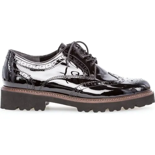 Schwarze Leder Derby Schuhe , Damen, Größe: 40 1/2 EU - Gabor - Modalova