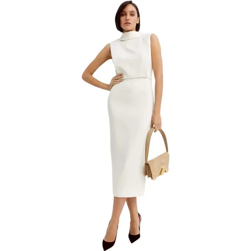 Cremiges Midi-Kleid mit Hohem Kragen - Roland Mouret - Modalova