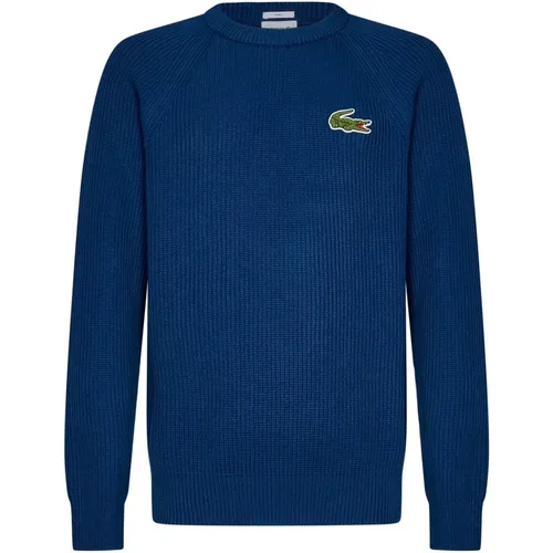 Blauer Pullover mit Krokodilabzeichen , Herren, Größe: L - Lacoste - Modalova