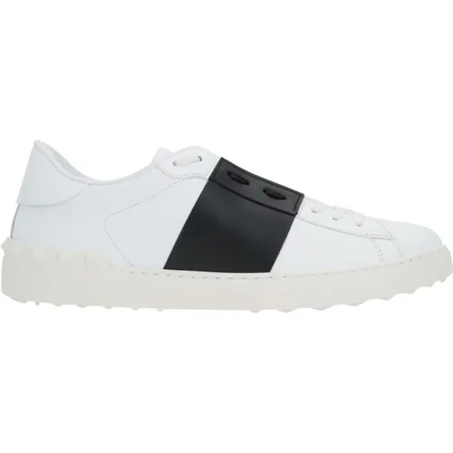 Weiße Leder-Sneaker mit schwarzen Seitenstreifen , Damen, Größe: 37 EU - Valentino Garavani - Modalova