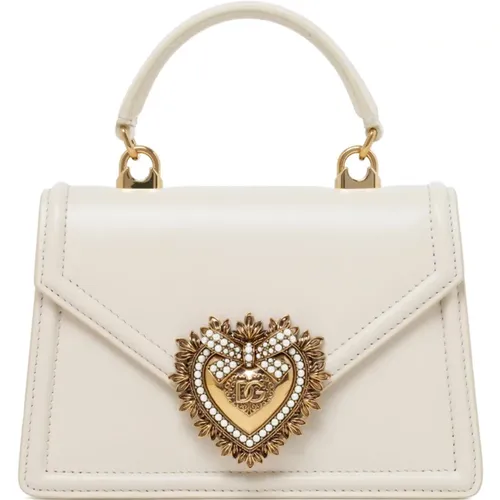 Cream Small Devotion Bag , female, Sizes: ONE SIZE - Dolce & Gabbana - Modalova