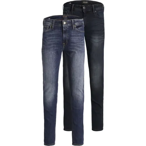 Klassische Slim Fit Jeans 2er Pack , Herren, Größe: W30 L32 - jack & jones - Modalova