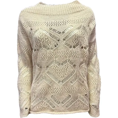 Asymmetric Knit Sweater Butter Color , female, Sizes: XS - Manila Grace - Modalova