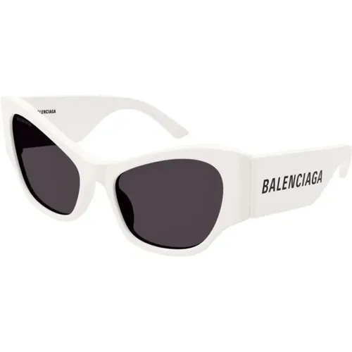 Weiße Rahmen Graue Gläser Sonnenbrille - Balenciaga - Modalova