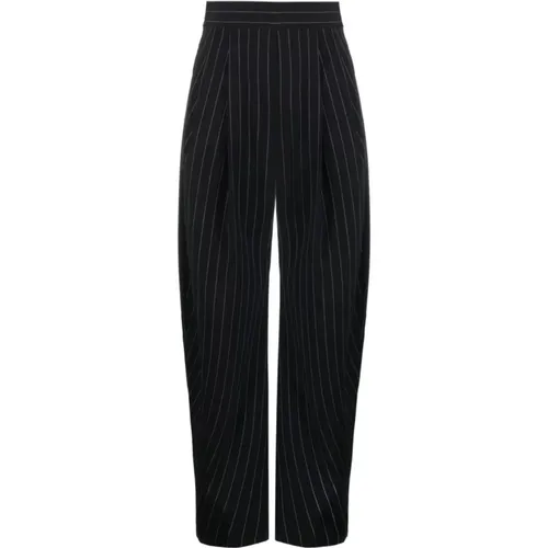 Pinstripe High-Waisted Wide Leg Trousers , female, Sizes: XS, S, 2XS, M - The Attico - Modalova