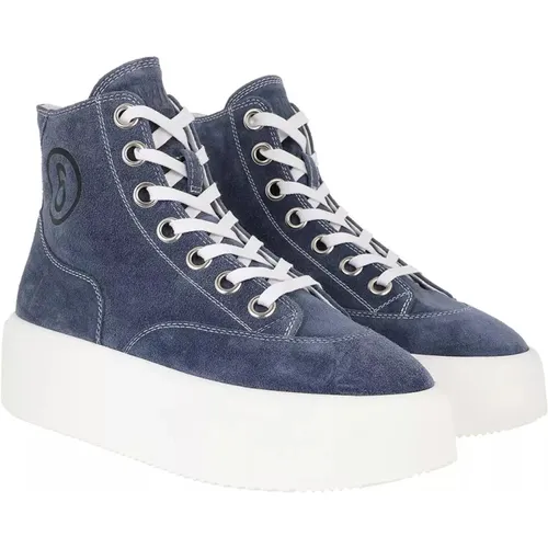 Blaue Wildleder Plateau Sneakers - MM6 Maison Margiela - Modalova