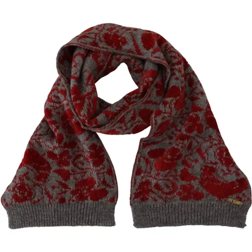 Chic Red & Grey Cotton Wrap Scarf , female, Sizes: ONE SIZE - Gianfranco Ferré - Modalova