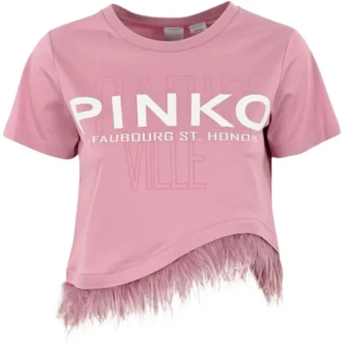 Feder Saum Langarm T-shirt Pinko - pinko - Modalova