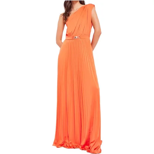 Ein-Schulter Plissiertes Jersey-Kleid , Damen, Größe: M - Gaudi - Modalova