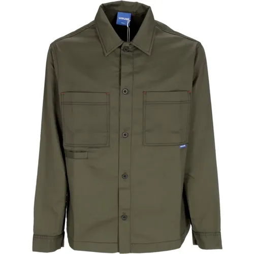 Dunkelgrünes Knopfhemd Streetwear , Herren, Größe: XL - Usual - Modalova