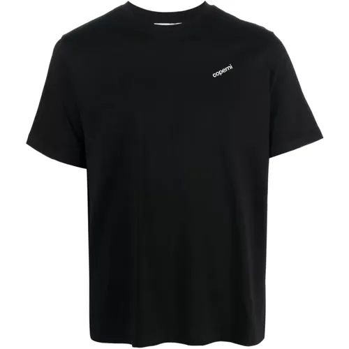 Schwarzes T-Shirt mit gesticktem Logo,Boxy Logo T-Shirt in Schwarz - Coperni - Modalova