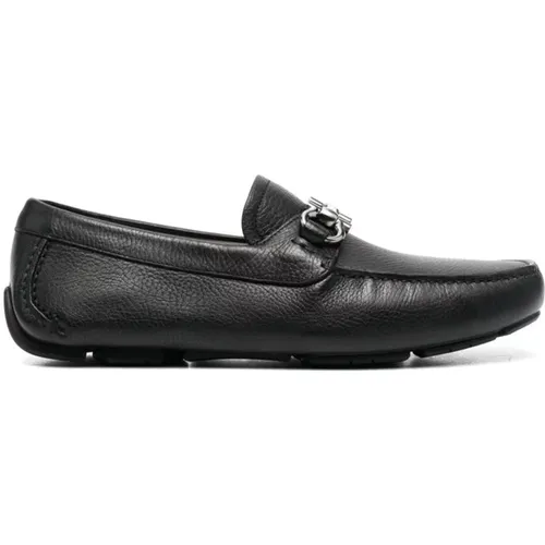 Schwarze Flache Slip-On Loafers , Herren, Größe: 41 EU - Salvatore Ferragamo - Modalova