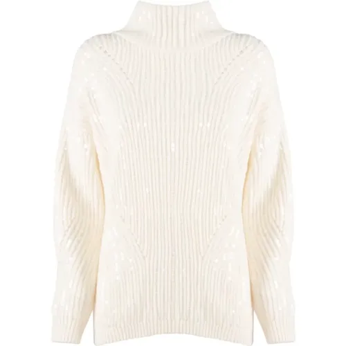 Glitzernder Rollkragenpullover , Damen, Größe: XS - Nenette - Modalova