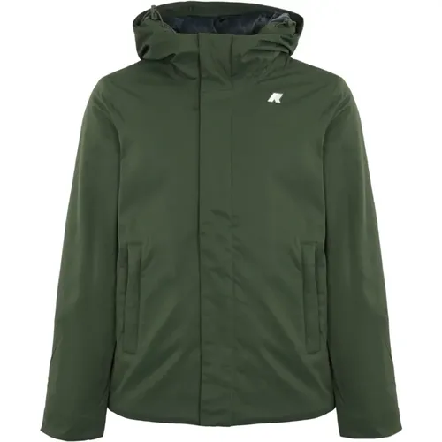 Kurze wasserdichte Twill-Jacke mit Kapuze , Herren, Größe: S - K-way - Modalova