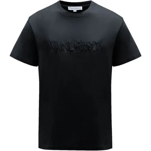 Schwarzes T-Shirt mit gesticktem Logo - JW Anderson - Modalova