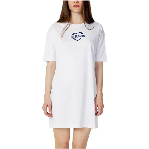 Weiße Kurze Kleid für Frühling , Damen, Größe: M - Love Moschino - Modalova