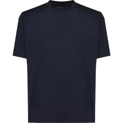 Blau Rundhals T-shirt Made in Italy , Herren, Größe: 2XL - Giuliano Galiano - Modalova