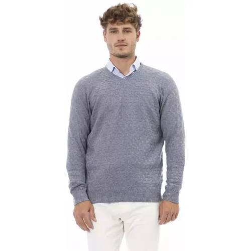 Light V-neck Sweater , male, Sizes: S, M, L - Alpha Studio - Modalova