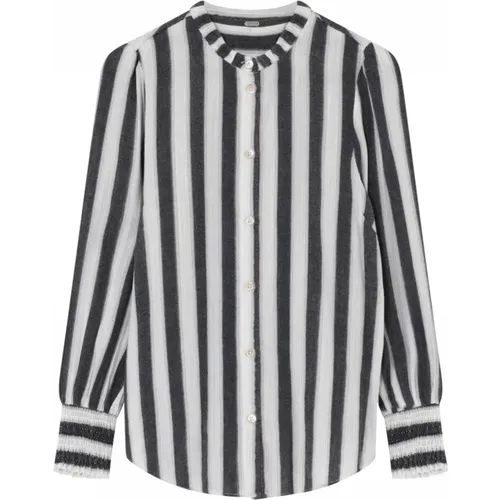 Striped Shirt Blouse with Mandarin Collar , female, Sizes: 3XL - Gustav - Modalova