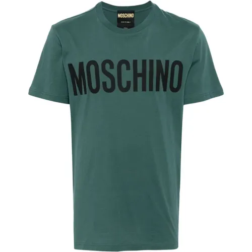 Grünes T-Shirt mit Logo-Print - Moschino - Modalova