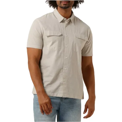 Seersucker Kurzarmhemd mit Brusttaschen , Herren, Größe: XL - Pure Path - Modalova