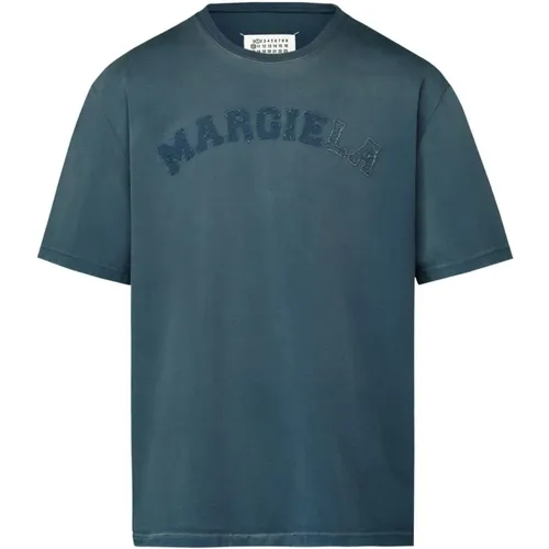 Logo Patch Teal T-Shirt , Herren, Größe: S - Maison Margiela - Modalova