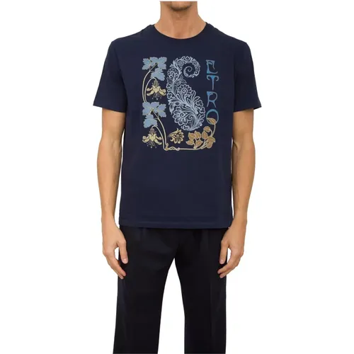 Blaues Roma T-Shirt , Herren, Größe: L - ETRO - Modalova