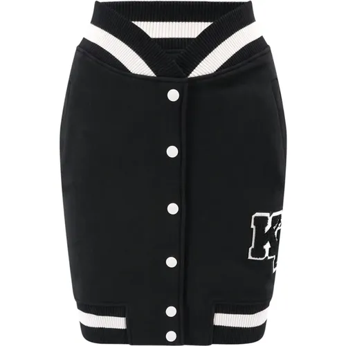Skirt with White Snap Buttons , female, Sizes: L, XS - Karl Lagerfeld - Modalova