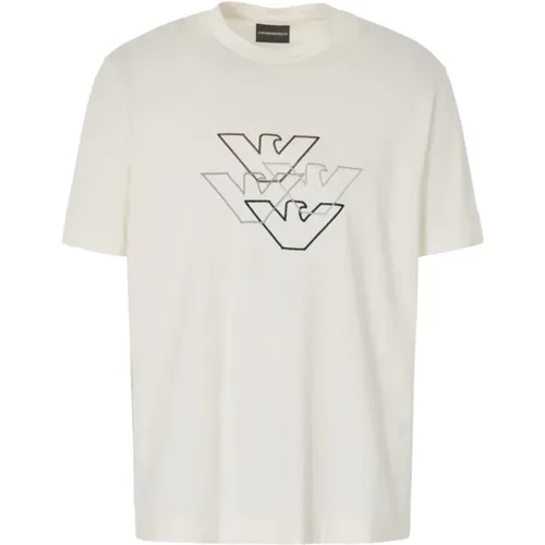 Logo-Print Cotton T-Shirt , male, Sizes: L - Emporio Armani - Modalova