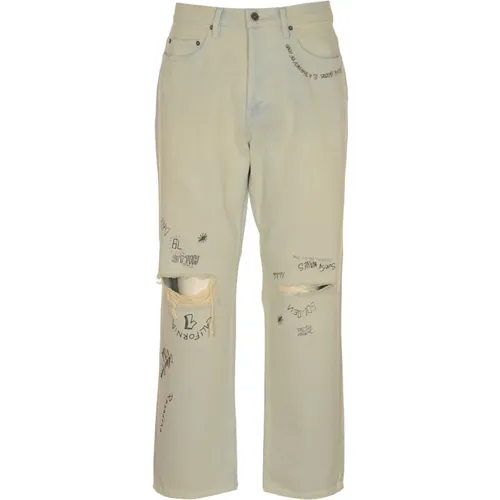 Loose Skate Bleached Washed Denim Trousers , male, Sizes: W30 - Golden Goose - Modalova