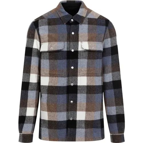 Blue Plaid Outer Shirt , male, Sizes: L - Rick Owens - Modalova