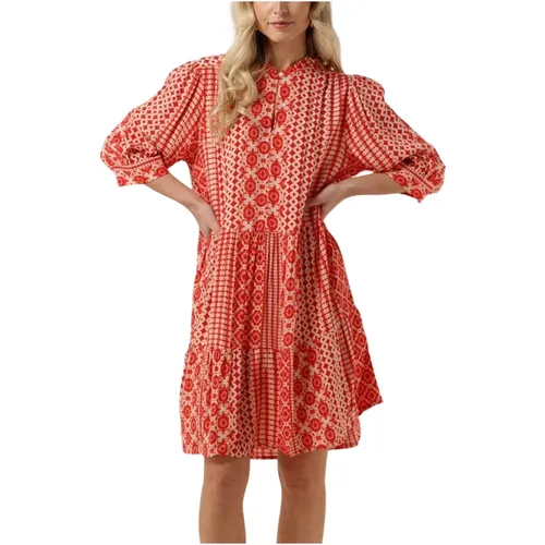 Rotes Mini Kleid Sabinell Short , Damen, Größe: S - Lollys Laundry - Modalova