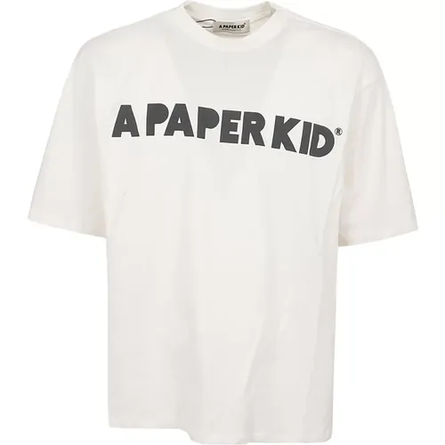 Creme Unisex T-Shirt , Herren, Größe: S - A Paper Kid - Modalova