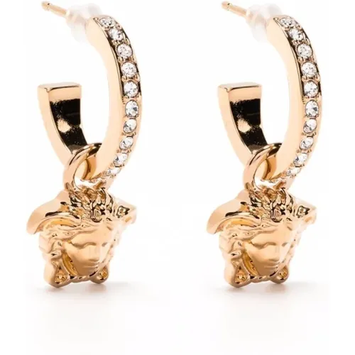 Crystal Medusa Hoop Earrings Pair , female, Sizes: ONE SIZE - Versace - Modalova