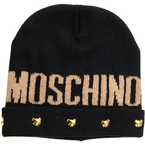 Logo Hut mit Aufgerollten Bündchen und Kontrastdetails - Moschino - Modalova