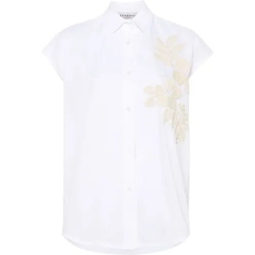 Floral Appliqué Sleeveless Shirt , female, Sizes: 2XS - Ermanno Scervino - Modalova