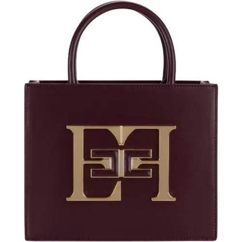 Bordeaux Kleine Handtasche mit Logo - Elisabetta Franchi - Modalova