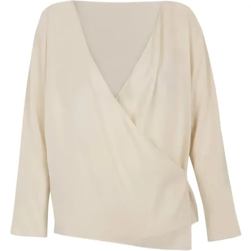 Silk Crossed Blouse Dolman Sleeves , female, Sizes: L, XL, 2XL - Cortana - Modalova