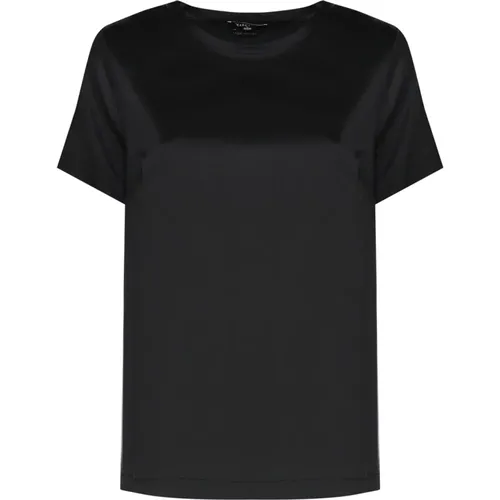 Silk T-shirt Round Collar Short Sleeves , female, Sizes: XL, 2XL - Guess - Modalova