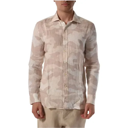 Camouflage Print Shirt Elevate Casual Style , male, Sizes: 2XL, L - 120% lino - Modalova