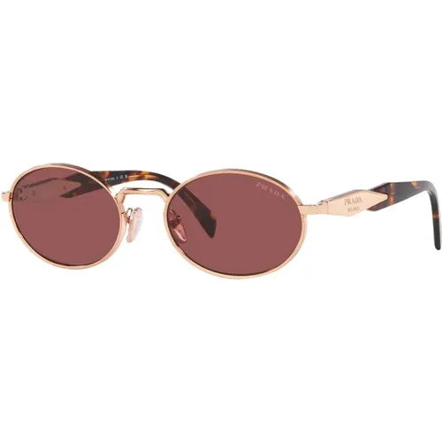 Rose Gold/Dark Violet Sunglasses , female, Sizes: 55 MM - Prada - Modalova