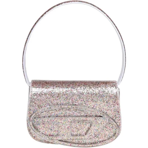 Glittery Leather Shoulder Bag Multi , female, Sizes: ONE SIZE - Diesel - Modalova