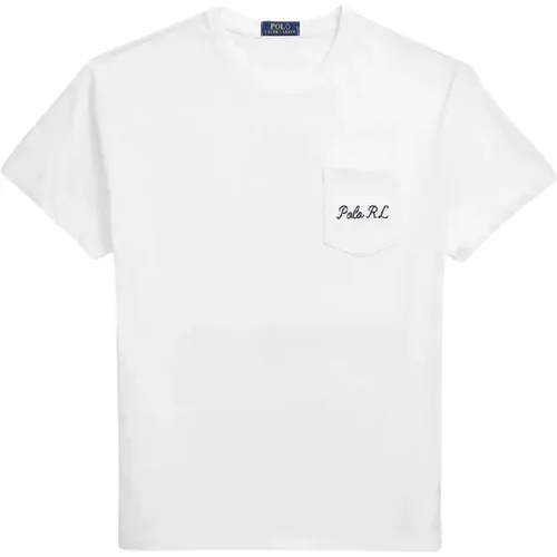 Weißes T-Shirt mit Bär Classic Fit , Herren, Größe: M - Ralph Lauren - Modalova