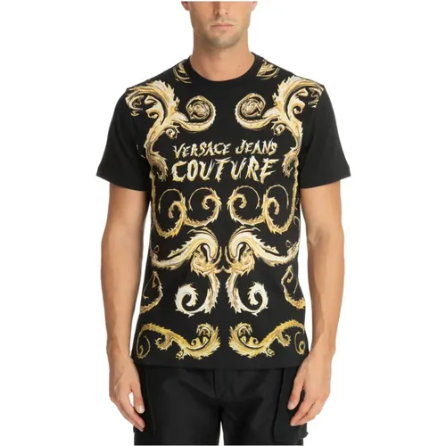 Abstraktes -Logo-T-Shirt , Herren, Größe: L - Versace Jeans Couture - Modalova