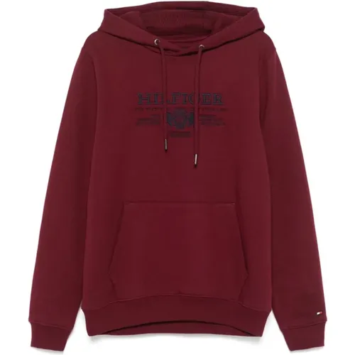 Embroidered Logo Hooded Sweater , male, Sizes: L - Tommy Hilfiger - Modalova