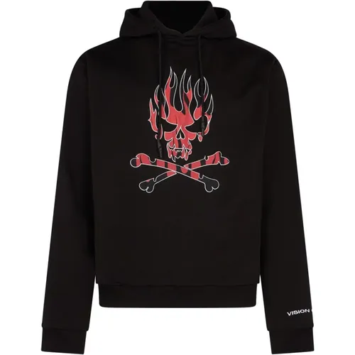 Skull Print Leichter Hoodie Schwarz/Rot , Herren, Größe: M - VISION OF SUPER - Modalova